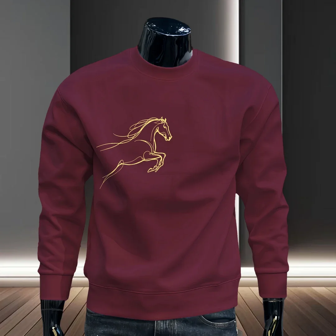 

Теплая толстовка с круглым вырезом, плотная, с персонализированным принтом, модный брендовый верх, винно-красный цвет, дизайн с буквами, хлопок.