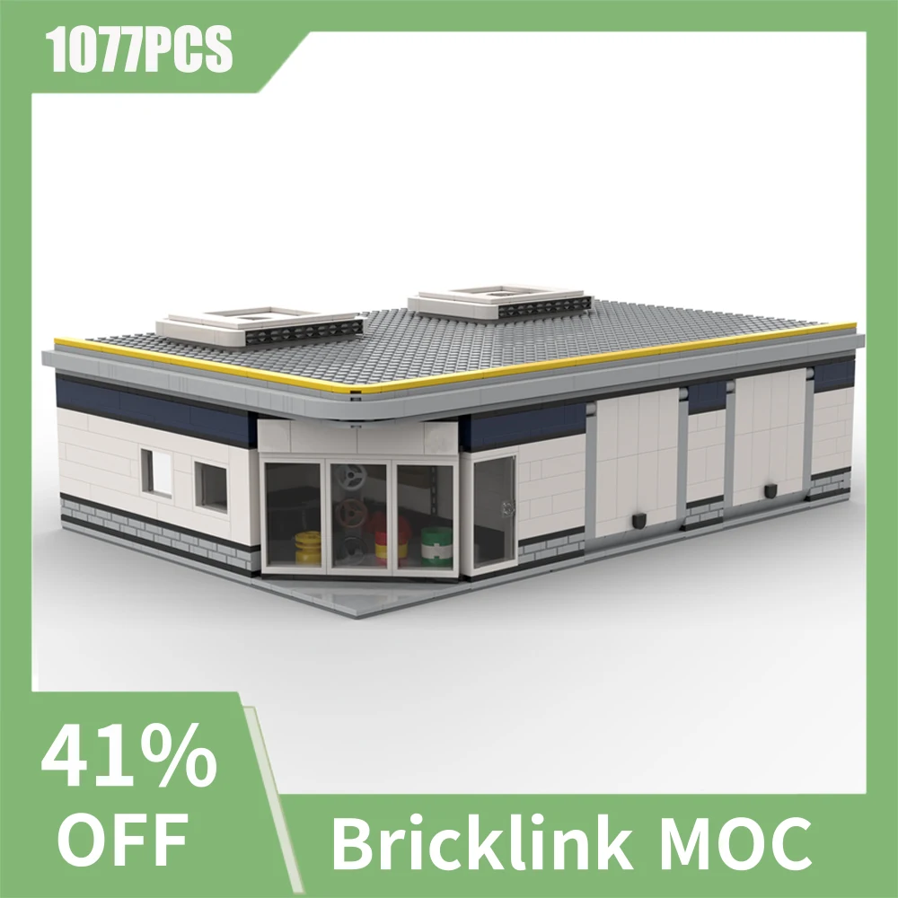 NEW 1077PCS City Hot Selling Street View Moc Modular Car repair shop model DIY creative ideas Child Toy birthday Gift Blocks