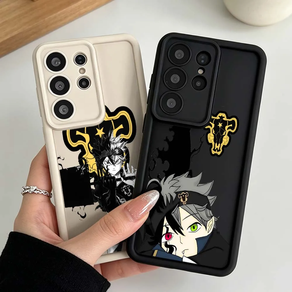 B-Black Clover Anime Cool Silicone Case For Samsung Galaxy S26 S25 S24 S23 S22 S21 S20 Ultra Plus FE Eye Ladder Phone Case