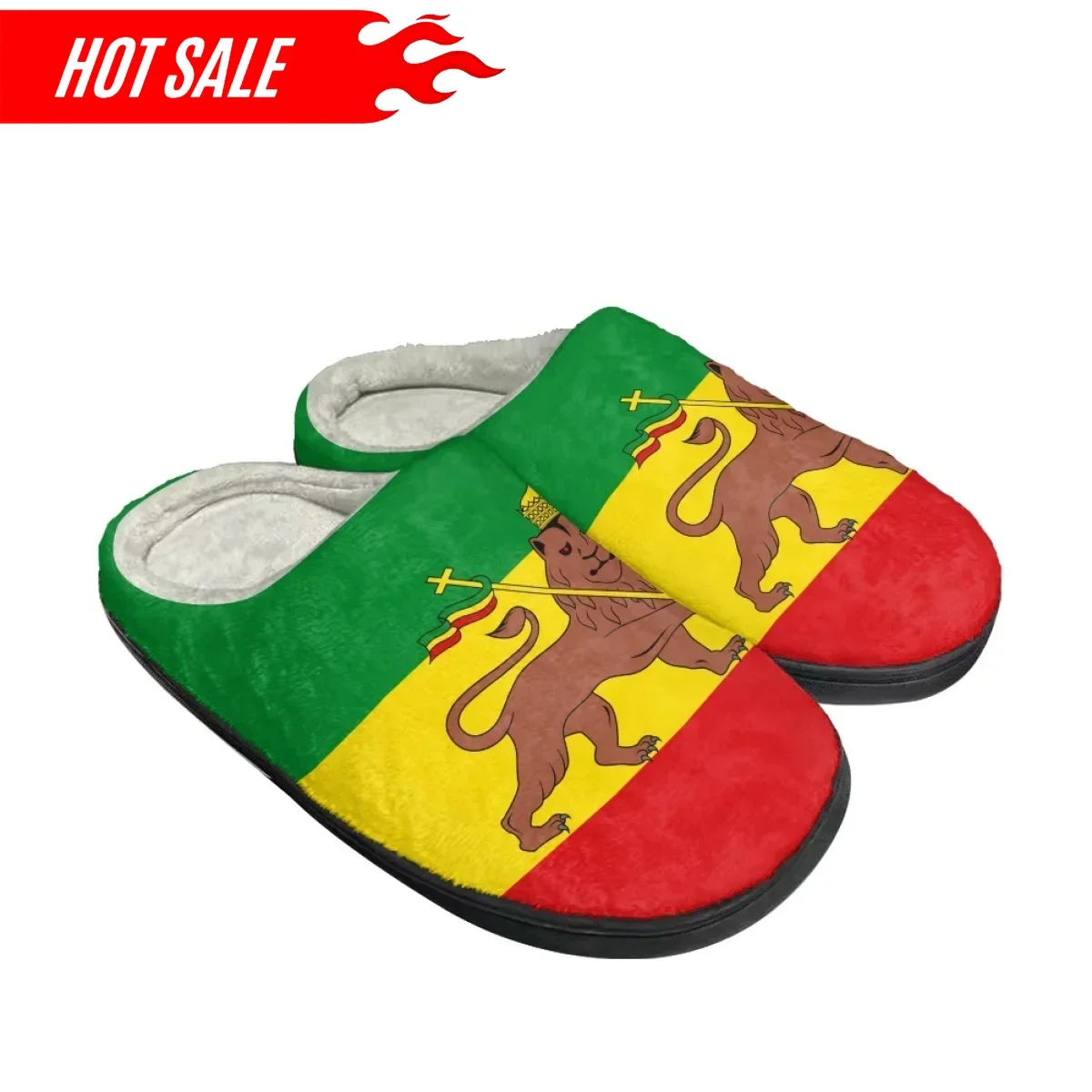 

Comfortable Indoor Household Cotton Slippers Non-Slip Slides Shoes for Women Men Household Ethiopia Flag Sandals Hot