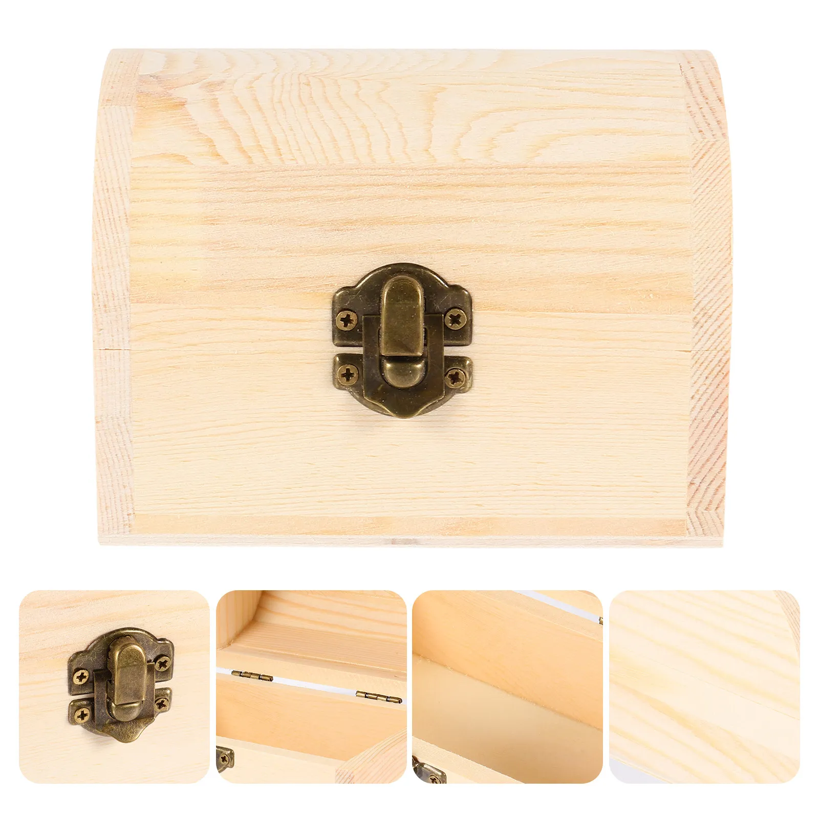 Solid Wood Treasure Box with Metal Clasp – Jewelry, Candy & Gift Organizer