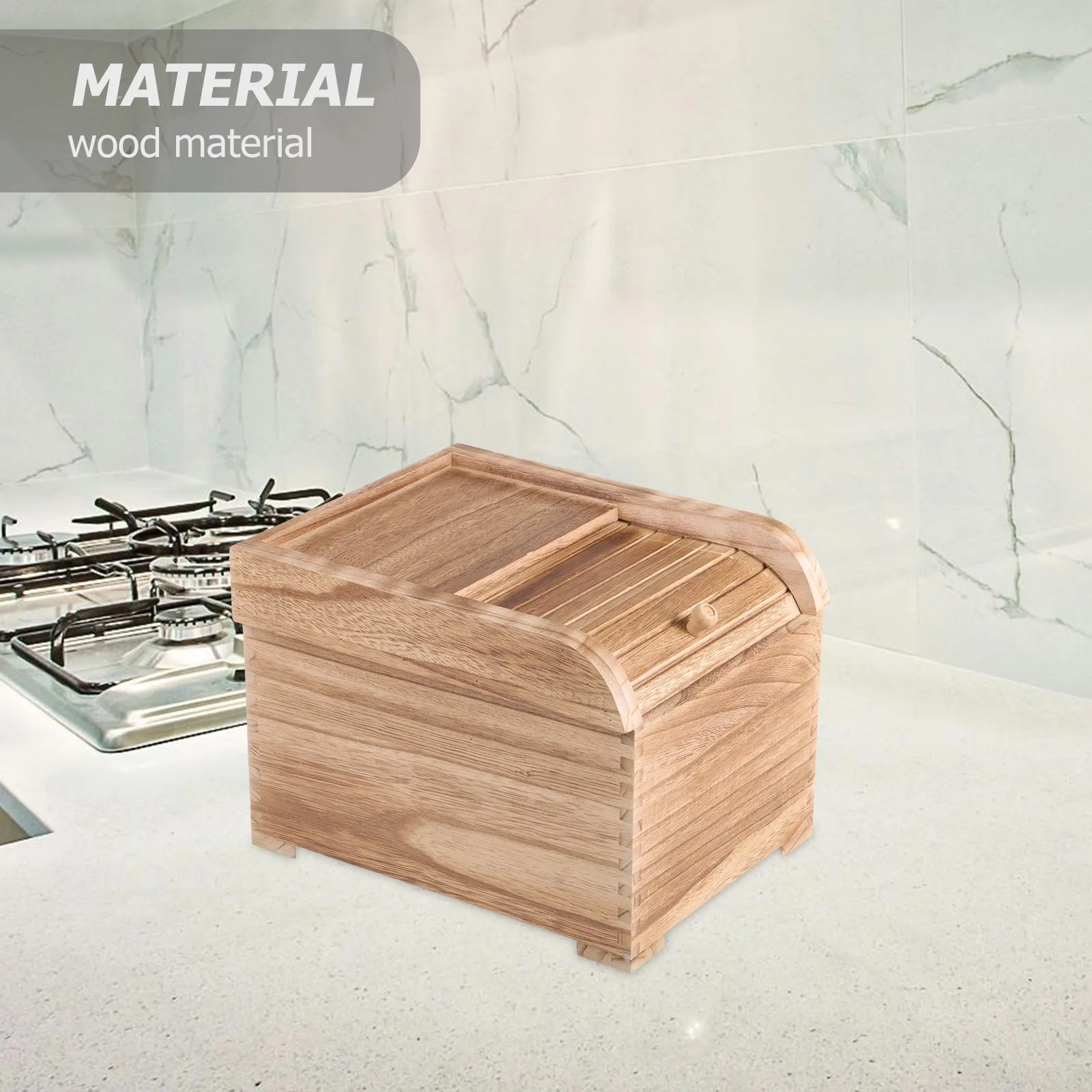 

Natural Solid Wood Rice Container with Lid Paulownia Storage Food Organization Box