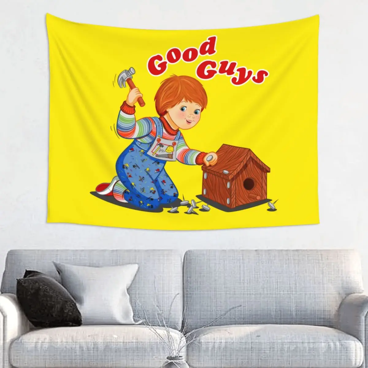 Custom Hippie Good Guys Carpenter Tapestry Wall Hanging Home Decor Cartoon Child's Play Chucky Doll Tapestries Bedroom