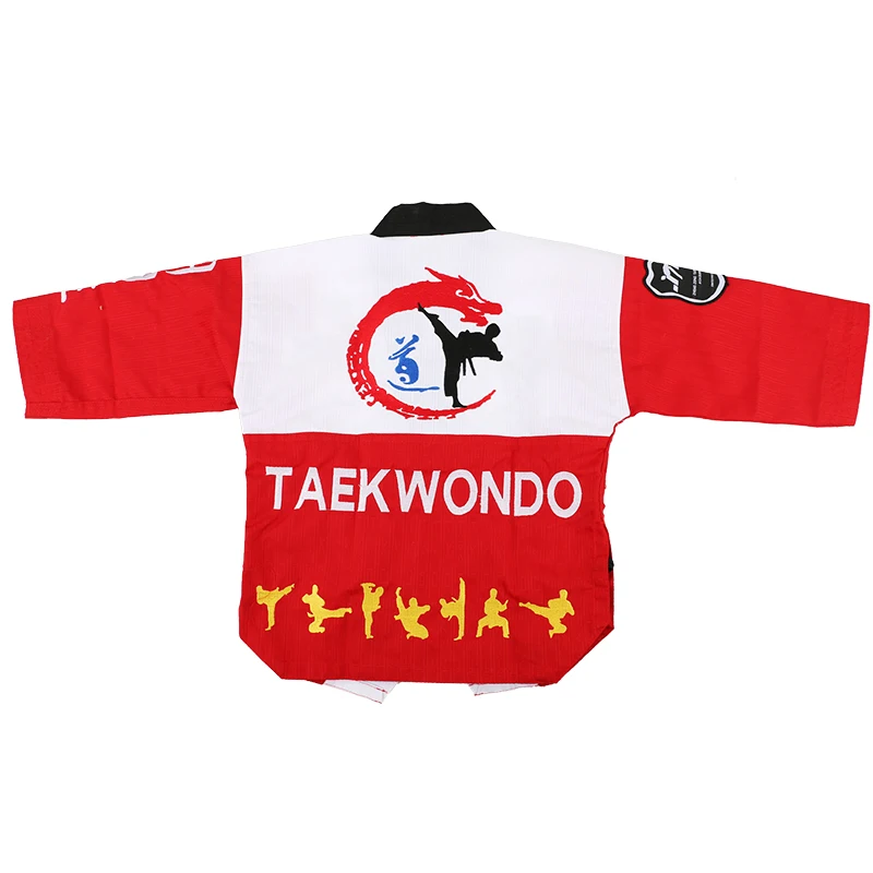 Zatwierdzony przez WTF kolorowy Taekwondo Dobok jednolity Kukkiwon Korea Tae kwon do Dobok ze specjalną tkaniną bawełnianą dekolt w serek ubrania