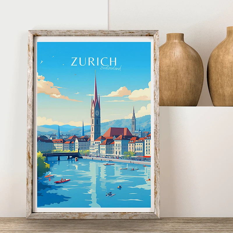 Switzerland Finland Travel Poster Lapland Porvoo Helsinki Zermatt Canvas Painting Wall Art Picture for Living Room Home Decor
