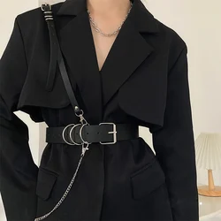 Punk Belt Women Dress Wide Chain Waistband Leather harness Ladies Corset Fashion Waist Belts Casual Dress cinturon ancho mujer