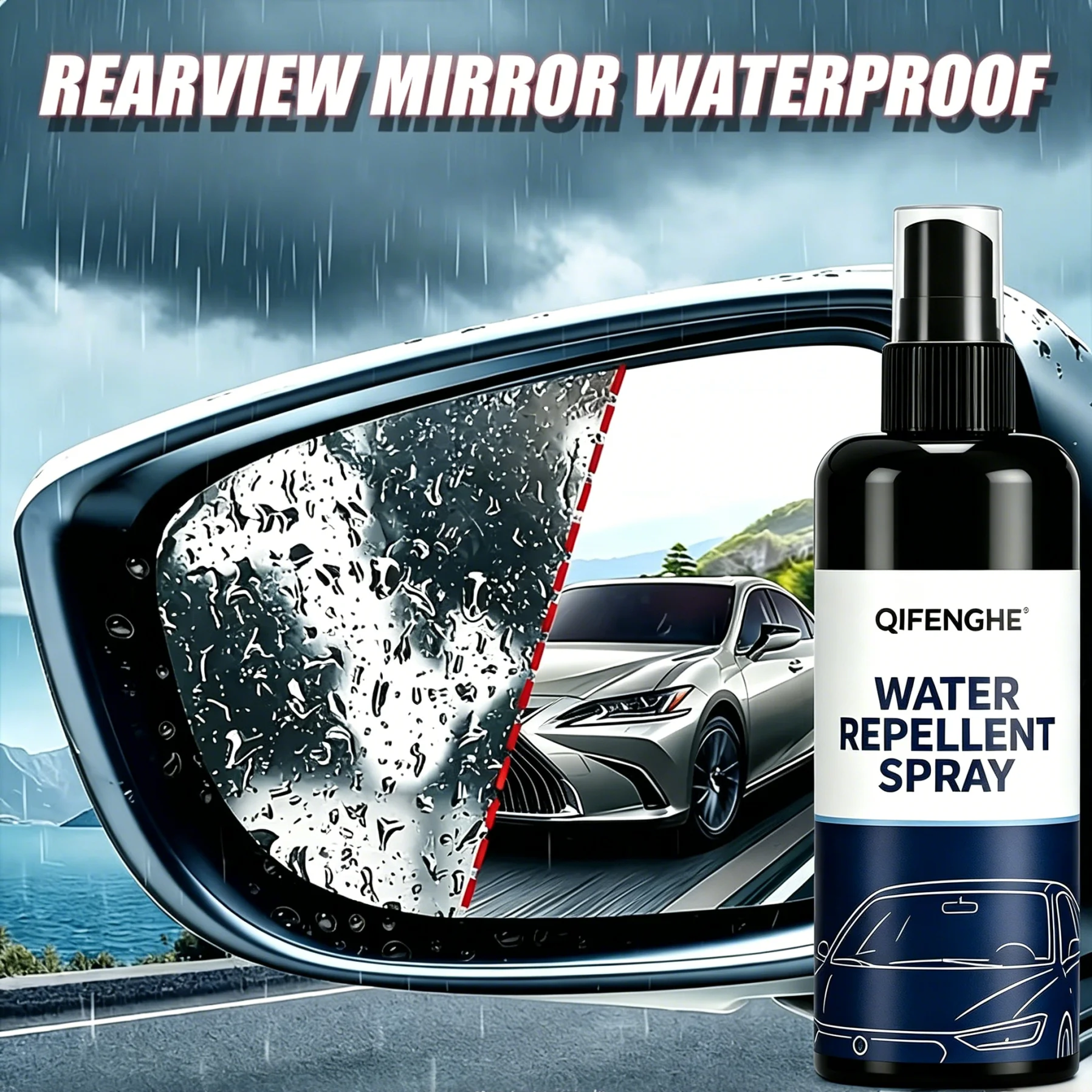 WATER REPELLENT SPRAY, Long-Lasting Hydrophobic Coating for Car , Rainproof Agent Boost Rainy Visibility Surface Protection