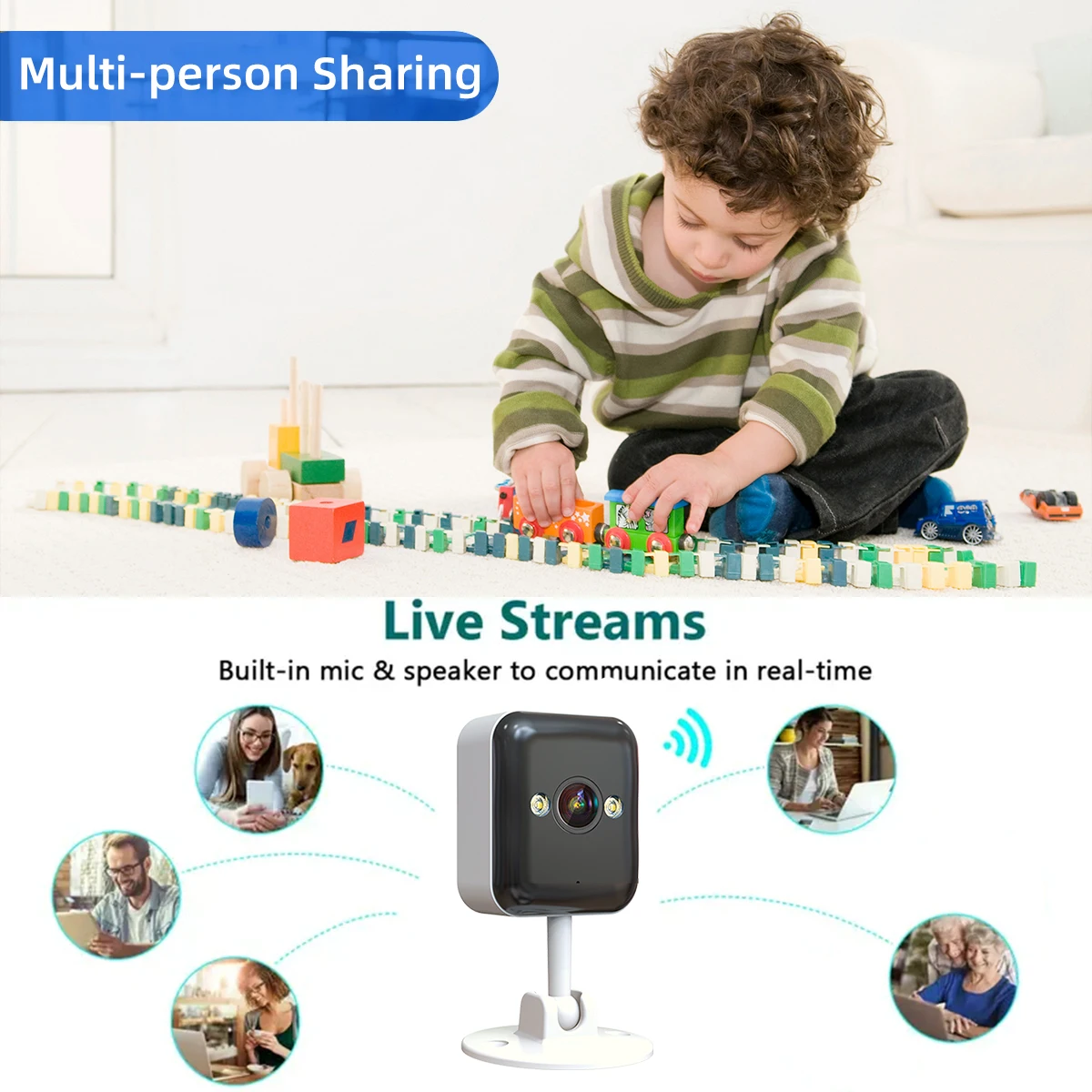 JOOAN 1080P Full HD Wireless Surveillance Camera, IP65 Waterproof IP Camera, Built-in AP Hotspot, Can Be Viewed Without Internet