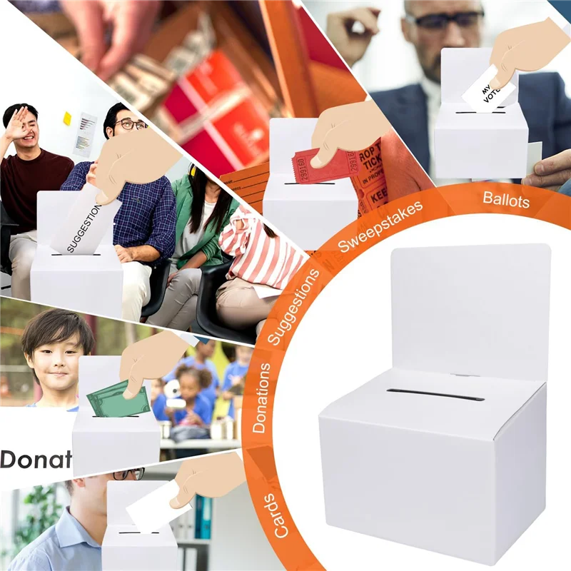 

24 Pack Cardboard Ballot Box Money Box With Slot, Raffle Boxes 6X6inch, Suggestion Boxes With Removable Slot, Donation Boxes