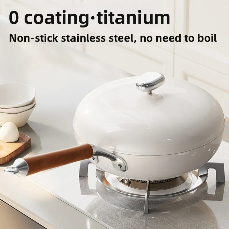 

Enamel Nonstick Titanium Wok Pan for Induction Gas Stove Chinese Cooking Home Kitchen Fry Pan