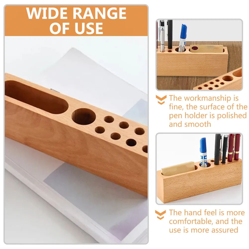 Creative Solid Wood Pen Holder Desktop Storage Organizer Decorative Pen Case Stationery Container Pencil Holder Office Desk