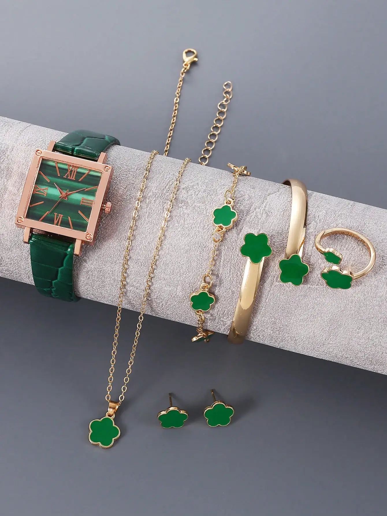 

Женские часы, модные простые кварцевые часы с квадратным ремнем, комплект элитных римских часов в стиле ретро