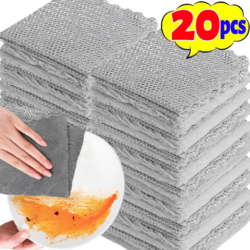 Double-Sided Metal Steel Wire Rags Thickened Magic Cleaning Cloth Itchen Dish Pot Washdishing Towel Multipurpose Clean Tools