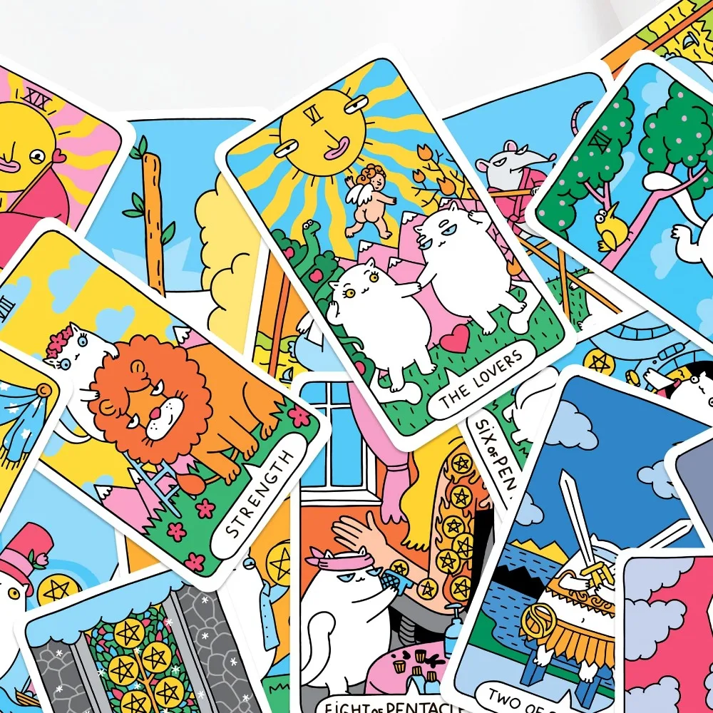 Paws Tarot Future In Your Paws 78 Cards Cat Tarot Deck for Cat Lovers and Tarot Enthusiasts Cute Tarot 10.3x6 Cm