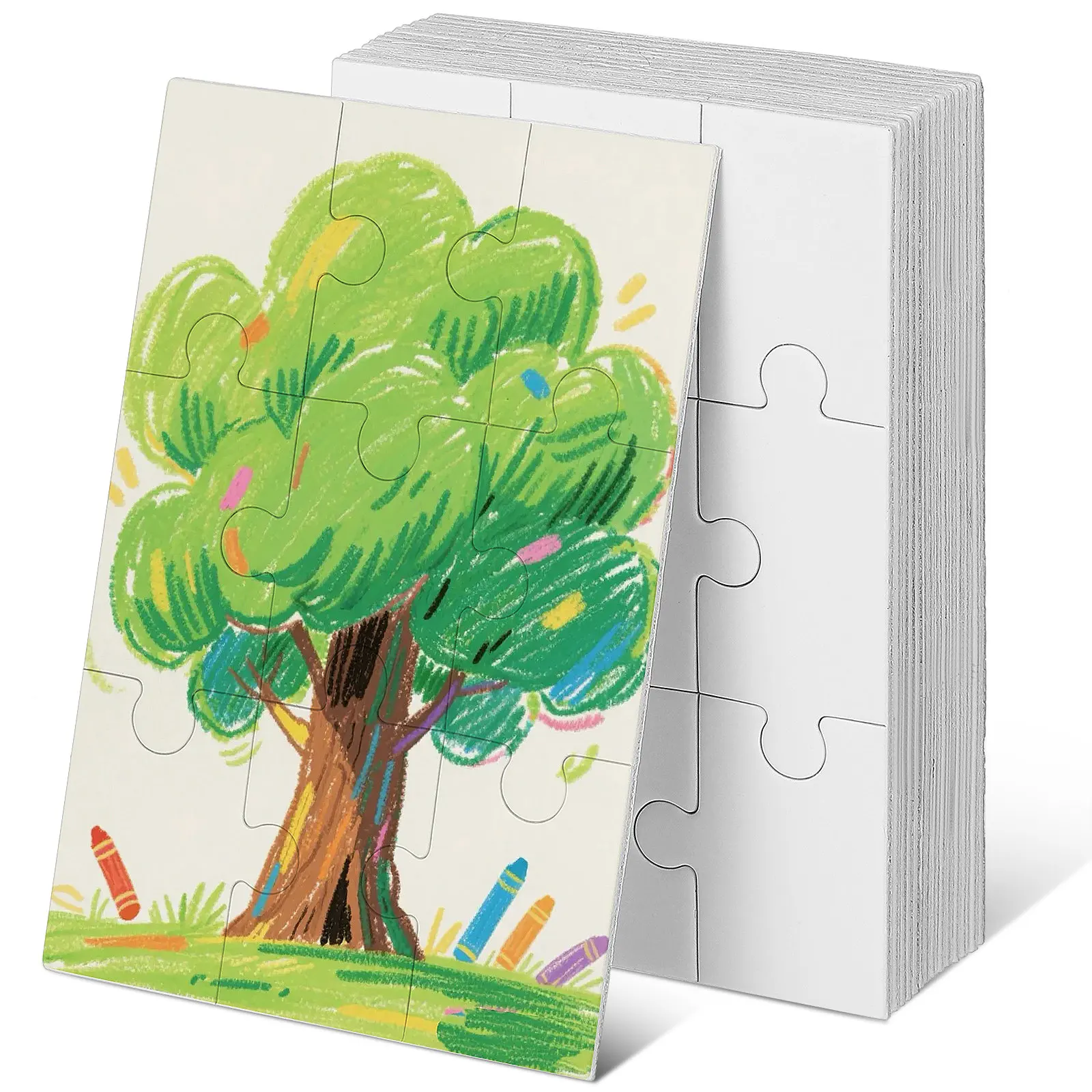 

15 Sheets Blank Jigsaw Puzzle Paper Craft Kit for Children Creative Expression Drawing Coloring Doodling Puzzle