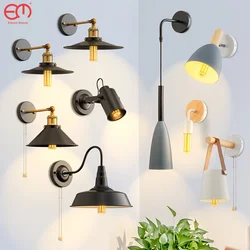 Vintage Wall Lamp With switch E27 Base Industrial AC90-260V Wall Light for Indoor Lighting Adjustable Retro Loft bedroom light