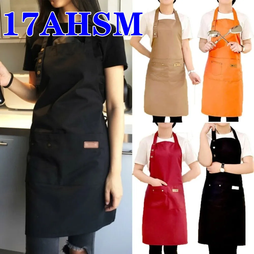 

17AHSM Hand-wiping Fashion Canvas Kitchen Aprons Oil-Proof For Grill Restaurant Bar Shop Cafes Beauty Nails Studios Uniform