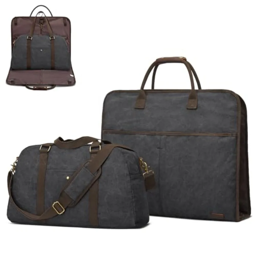 

Canvas Travel Garment Duffle Bag Suit Bags for Men Women Travel 2 in 1 Large Carry On Weekend Hanging Clothes Suitcase
