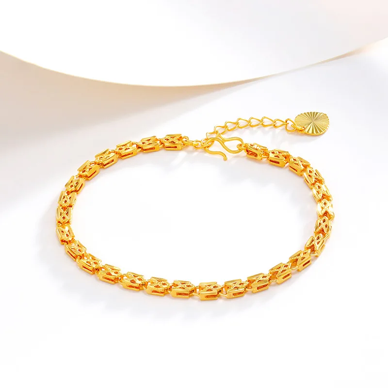 

Luxury 24K 9999 Pure Gold real gold Women's Hollow Love Bracelet