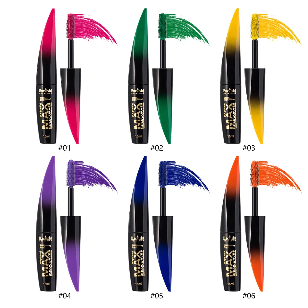 Volumizing Color Mascara 6 Shades Waterproof Curling Long Lasting Makeup Navy Blue Purple Brown Emerald Unique Style