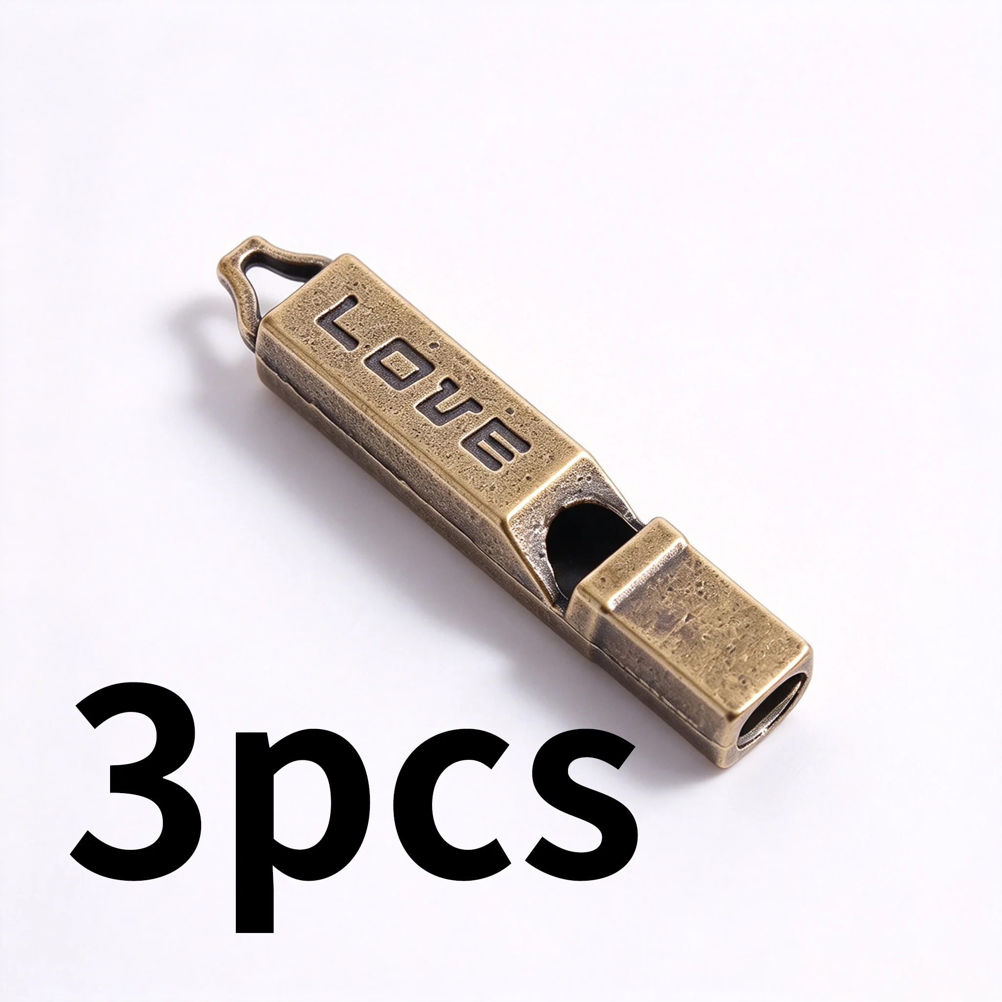 3-Piece Set of Niche Artistic Handmade Accessories, Available in Two Colors, Rectangular Pendant with Engraved Love Letters and Whistle Shape, Suitable for DIY Bracelets, Necklaces, Earrings, and Pendants, Basic Materials for Niche DIY Jewelry