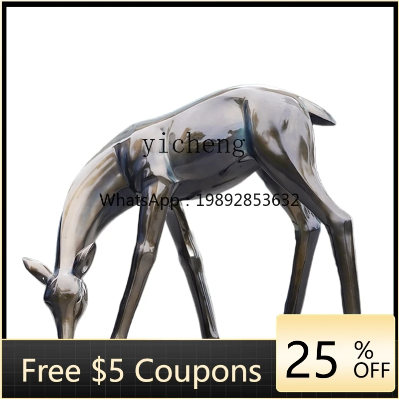 

ZXL Abstract Imitation Copper Sika Deer Sketch Iron Sculpture Garden Landscape Decorative Landscaping Decoration Lawn