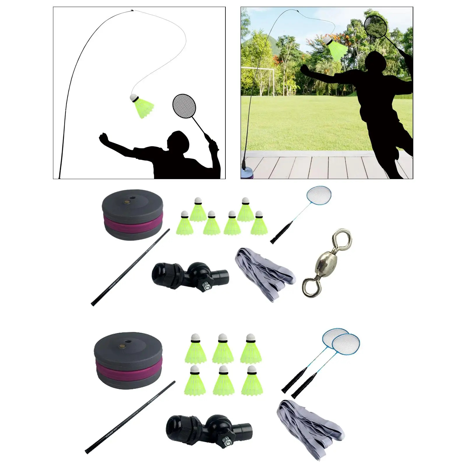 Badminton Training Kit Badminton Self Training Tool Portable Adjustable Height Badminton Rebound Trainer for Beginner Playing