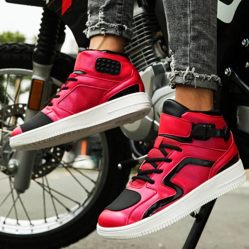 

Motorcycle Riders Shoes Men Anti-slip Breathable Motos Genuine Leather Protective Boots Outdoor Hiking Cycling Shoes