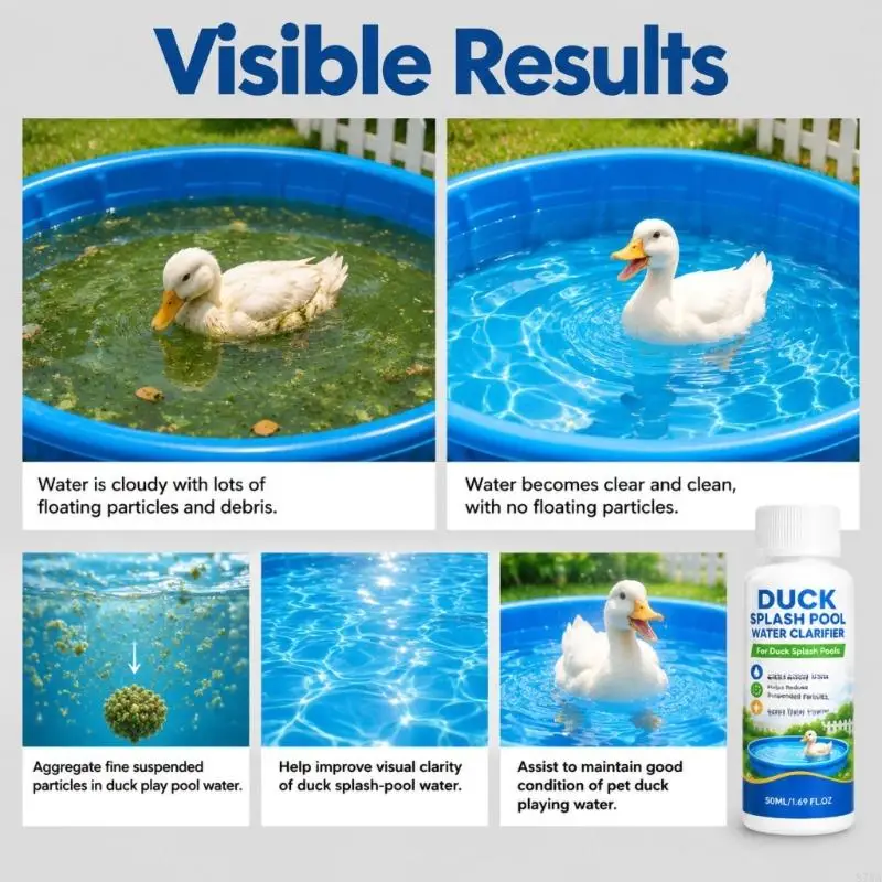 Liquid Duck Pool Water Clarifier Product, Supplied in a Ribbed-Cap Plastic Bottle for Label-Guided Application and Cool, 87HA