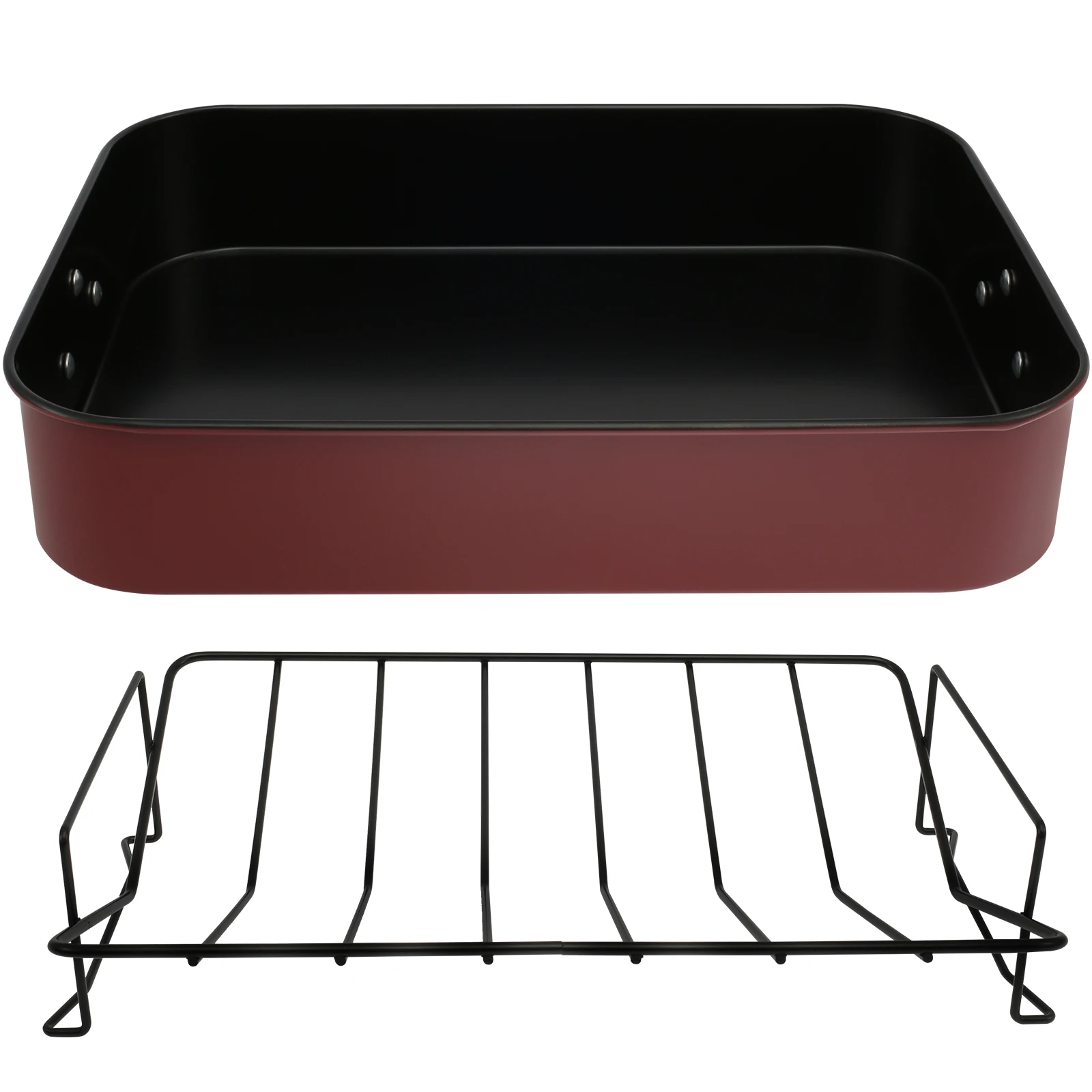

Roasting Pan with Rack Carbon Steel Turkey Roaster Pan with Handle Nonstick Roasting Tins Temperature Resistant Roasting Tray