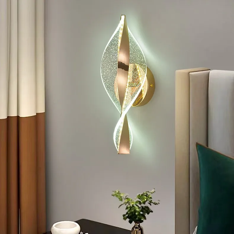 Nordic Creative LED Wall Lamp Ribbon Leaf Shape Modern Minimalist Wall Sconce 3 Color for Bedroom Staircase Hallway Living Room