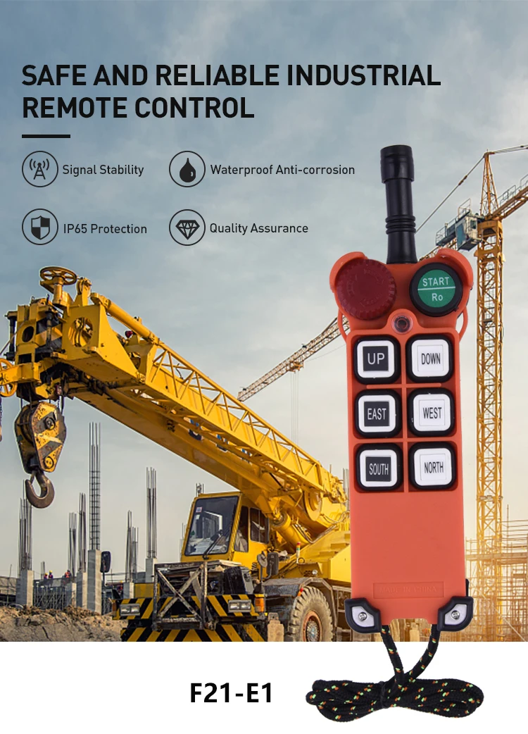 F21-E1 6-Tasten Industrielle Drahtlose Funkfernbedienung für Kräne, Schalter für Hebezeuge, Brückenkran-Steuerung – Detail 2