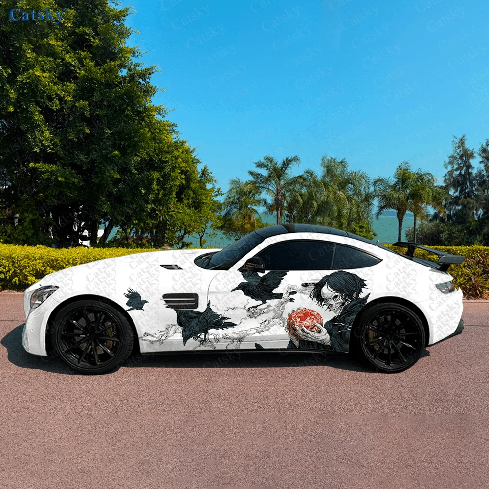 

Темная ворона скелет автомобиля боковая наклейка украшение, ПВХ водонепроницаемая устойчивая к царапинам наклейка, защита автомобиля, автоаксессуары в подарок