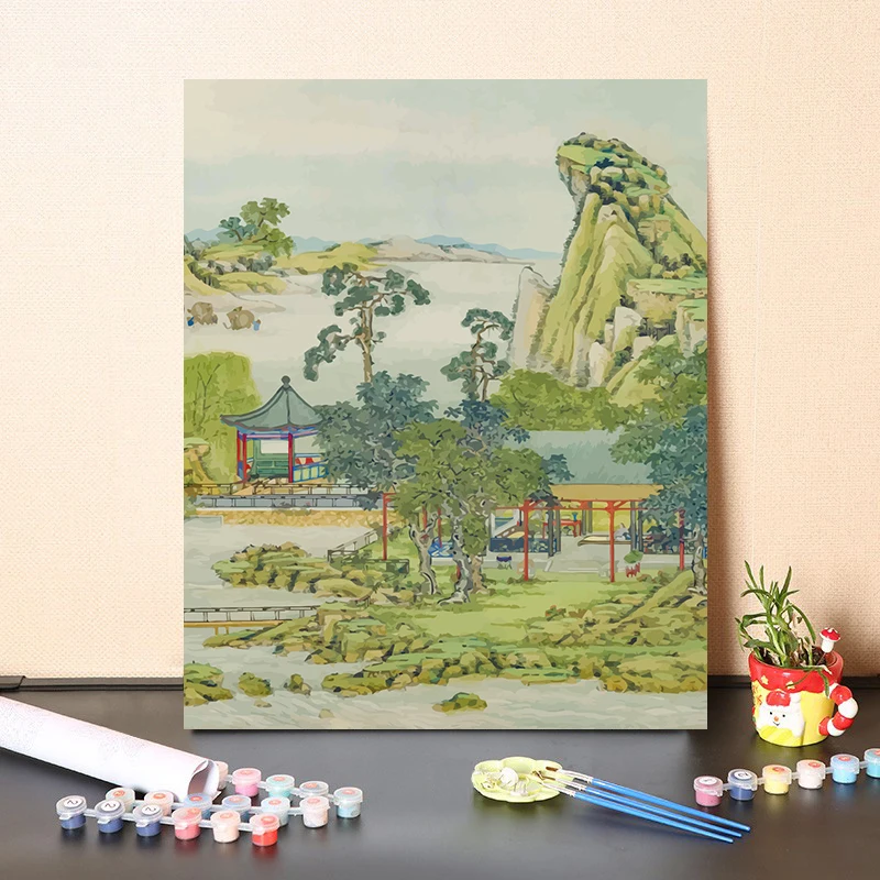 DIY Paint By Numbers Chinese Landscape Painting Digital Oil Painting for Adult and Kids