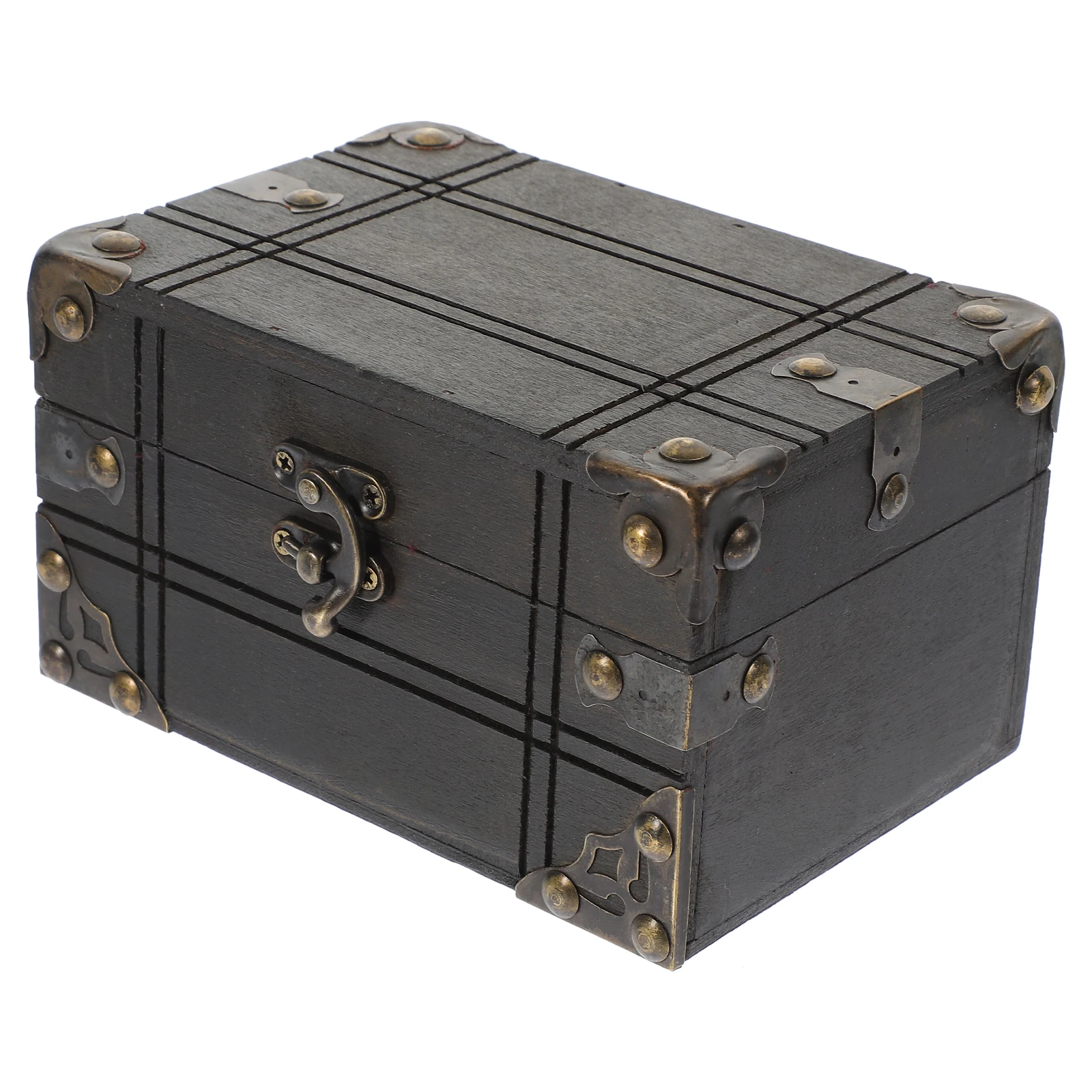 

Vintage Jewelry Box Pirate Treasure Chest Wooden Storage Boxes Retro Keepsake for Women