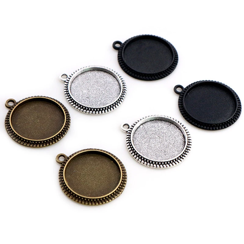 

20pcs 16mm Inner Size Antique Bronze And Silver Plated Simple Style Cabochon Base Cameo Setting Charms Pendant