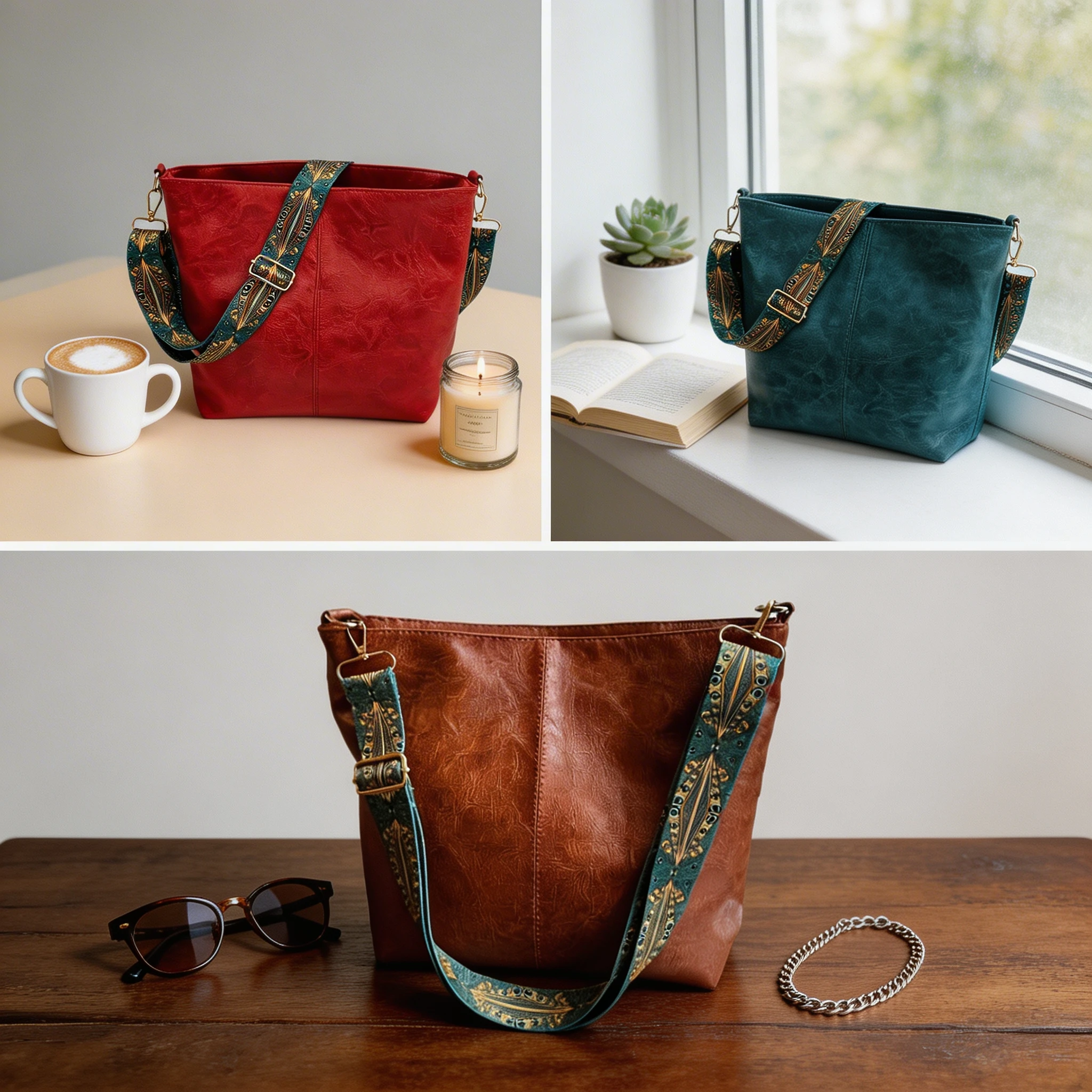 

Geometric Strap Hobo Bag, Large Capacity Crossbody Bag, Bohemian style, Women's Retro Style Shoulder Bag For Birthday Gifts