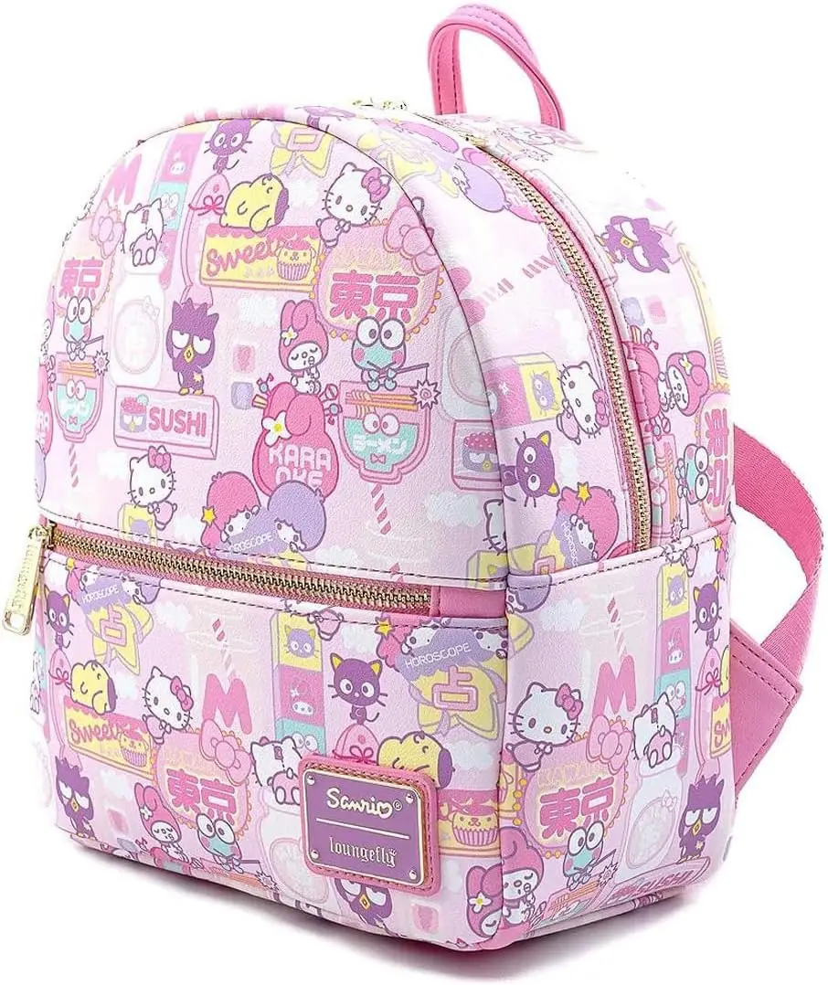 Mini plecaki Kawaii Śliczny plecak Hello Kitty Kawaii dla kobiet i dziewcząt Urocze torby ze skóry PU Torba na ramię z podwójnym paskiem