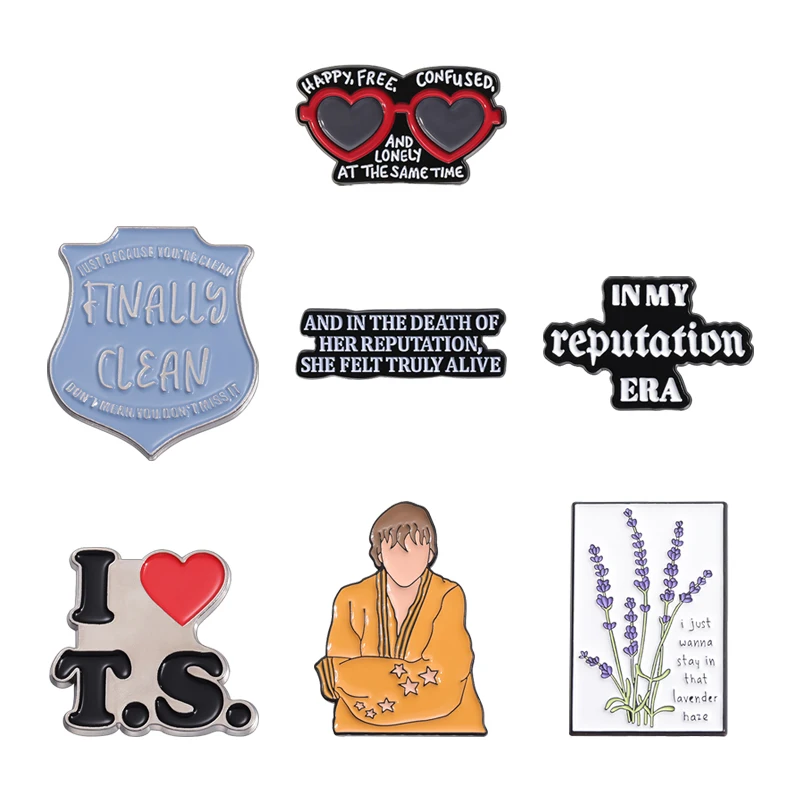 Lyrical Music Lyrics Enamel Pins I Love T.S. Famous Music Collection BroochesCoat Clothes Lapel Badge Jewelry Gifts For Friends