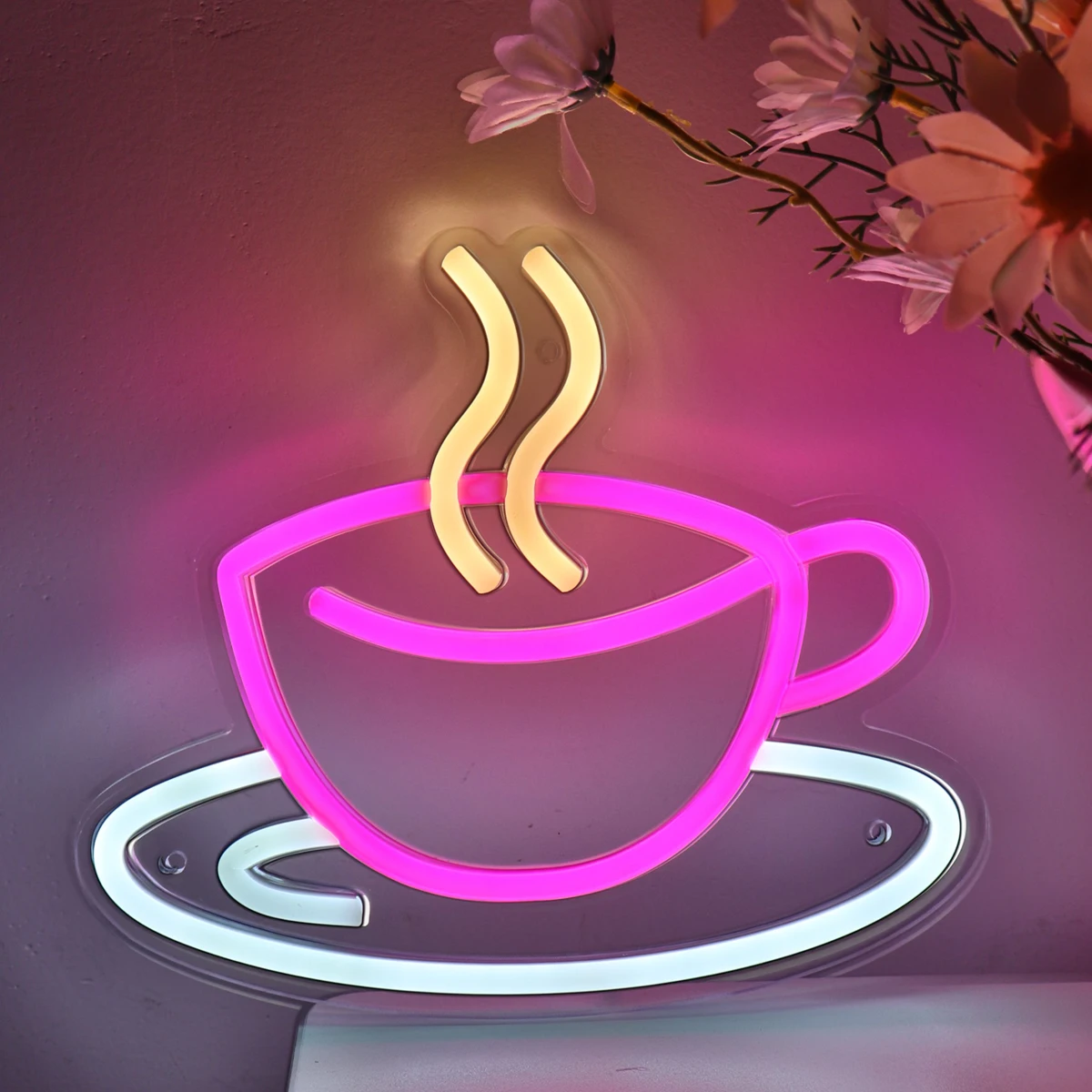 Imagem -06 - Bela Coffee Cup Wall Led Art Neon Sign Night Light Decoração do Partido Sala Loja 5v Alimentado por Usb 874 x 756 1pc