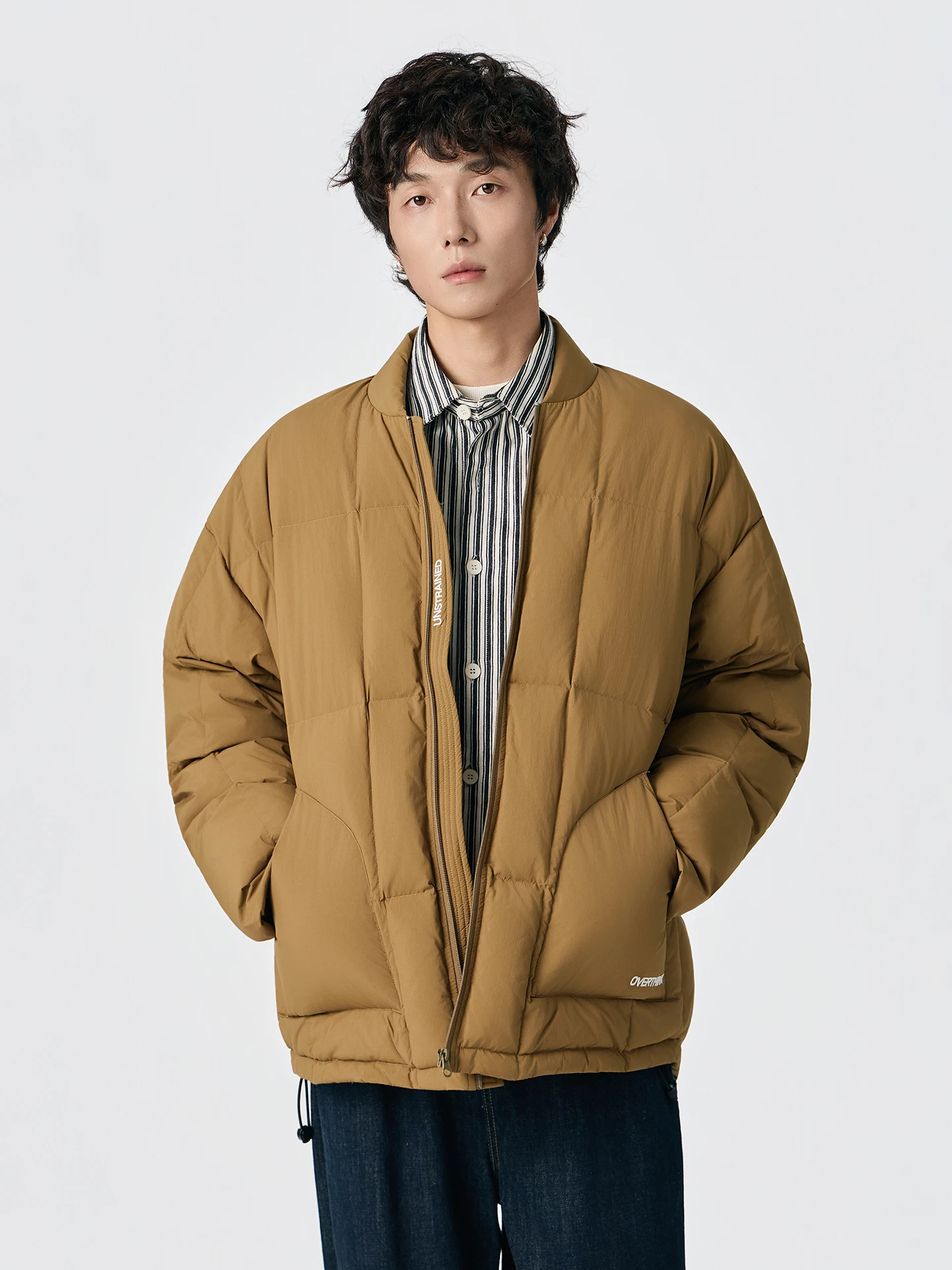 

Ретро-японская однотонная мужская зимняя пуховая куртка с простой строчкой, 90% пуха, свободного кроя, теплая, для пар, верхняя одежда