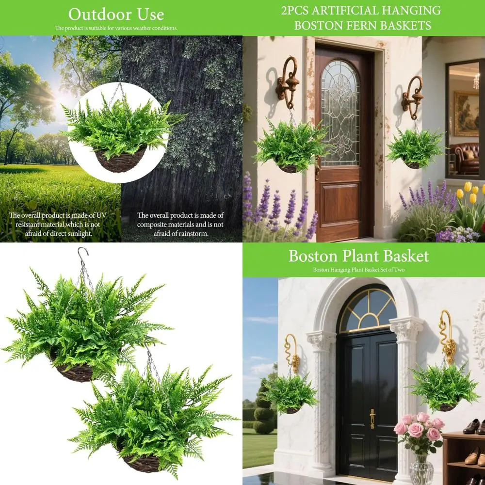 

Искусственные растения 17 дюймов, набор из 2 подвесных растений, устойчивых к УФ-излучению, для декора корзин, уличных террас, веранд, садов и дома