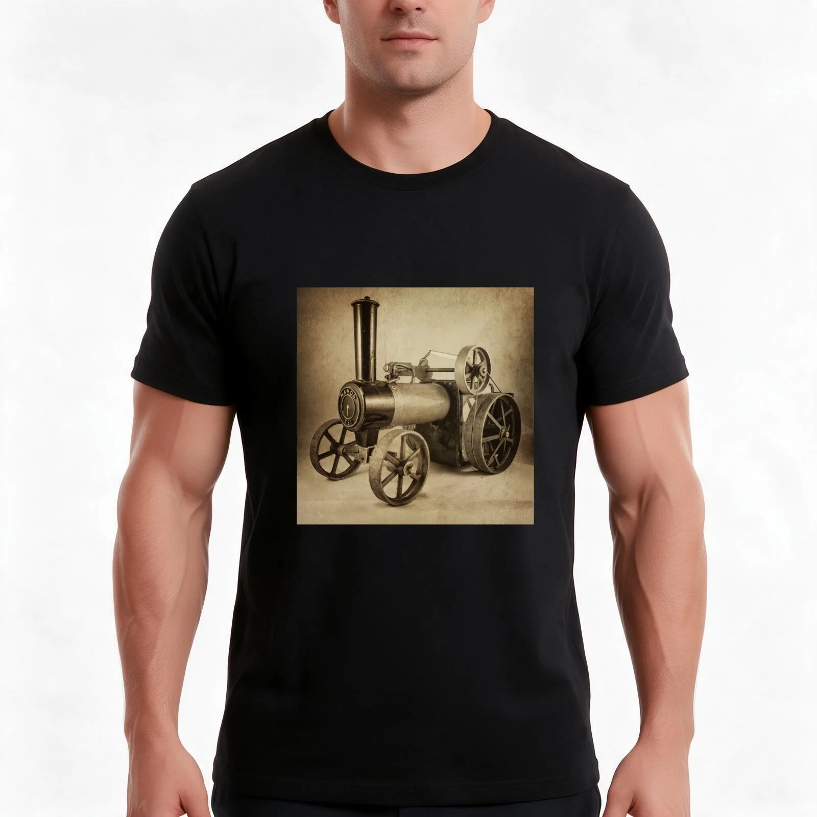 Mamod TE1 T-Shirt, Summer Casual Cotton Tee, Oversized Streetwear Tops, Vintage Graphic Print, Loose Fit Short Sleeve