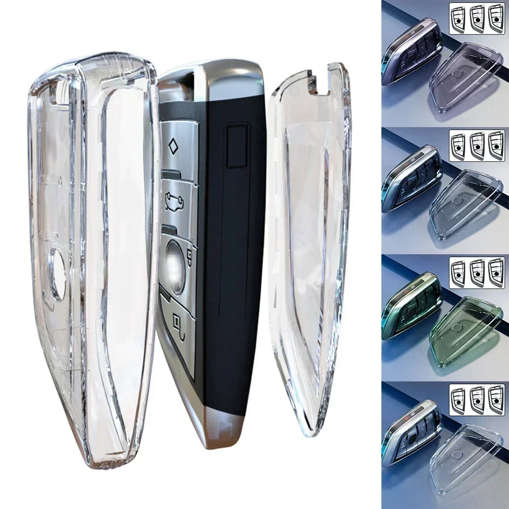 

Car Key Case Cover TPU Transparent Key Shell For BMW F20 G20 G30 G05 X6/X7 Keychains Holder Auto Keys Protector Cap