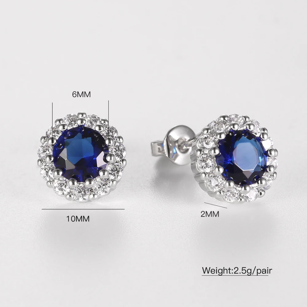 Pendientes geométricos de circonia cúbica para mujer, aretes minimalistas de piedra azul, Piercing para mujer