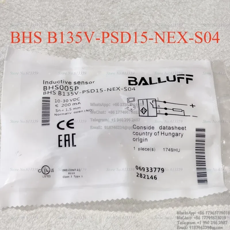 1 unidad de sensor de proximidad de presión BHS B135V-PSD15-NEX-S04, nuevo y de alta calidad