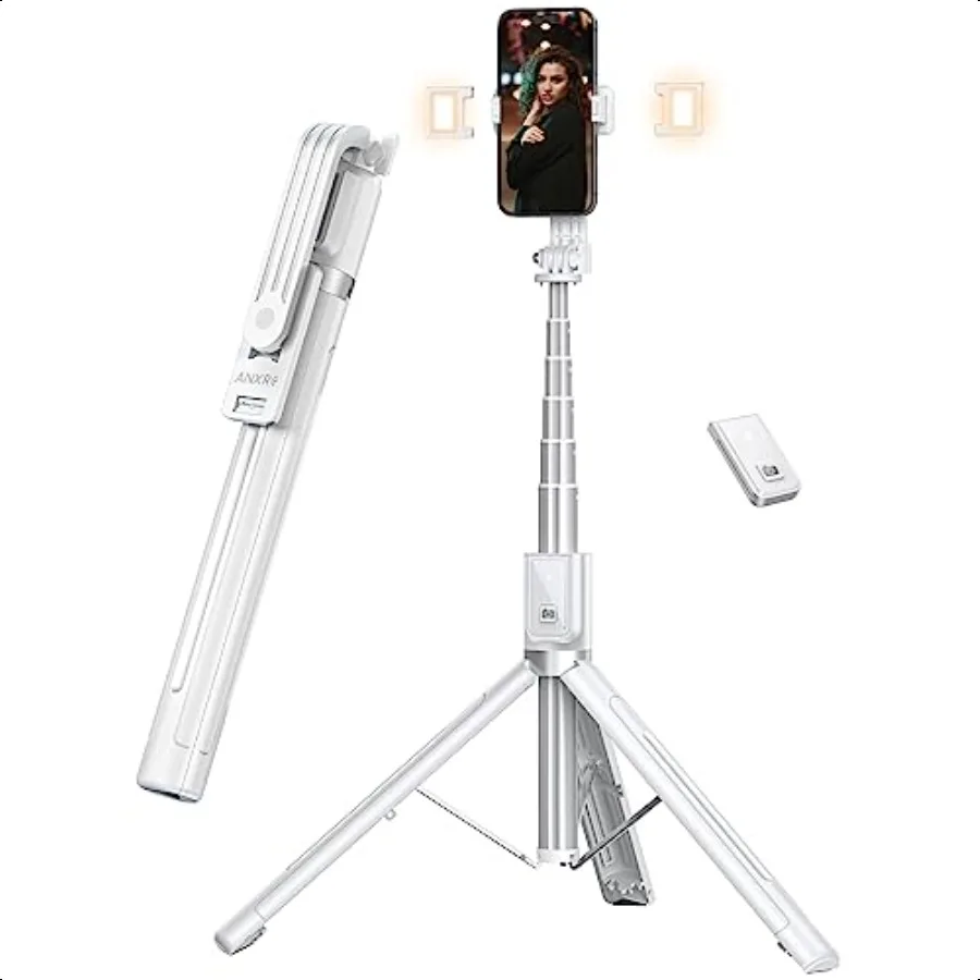 

60 Phone Tripod Selfie Stick With Light [All in 1] Travel Selfie Stick With Remote for 47 iPhone Android Phone Stand Compatible