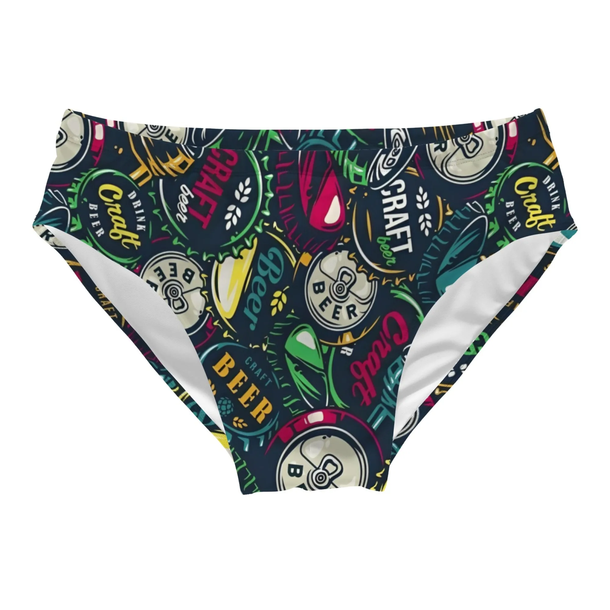 Craft Beer Bottle Cap Swim Trunks Stretchy Soft Skin-friendly Mens Triangle Swim Trunks Beach Carnival Swimming Bathing Swimsuit