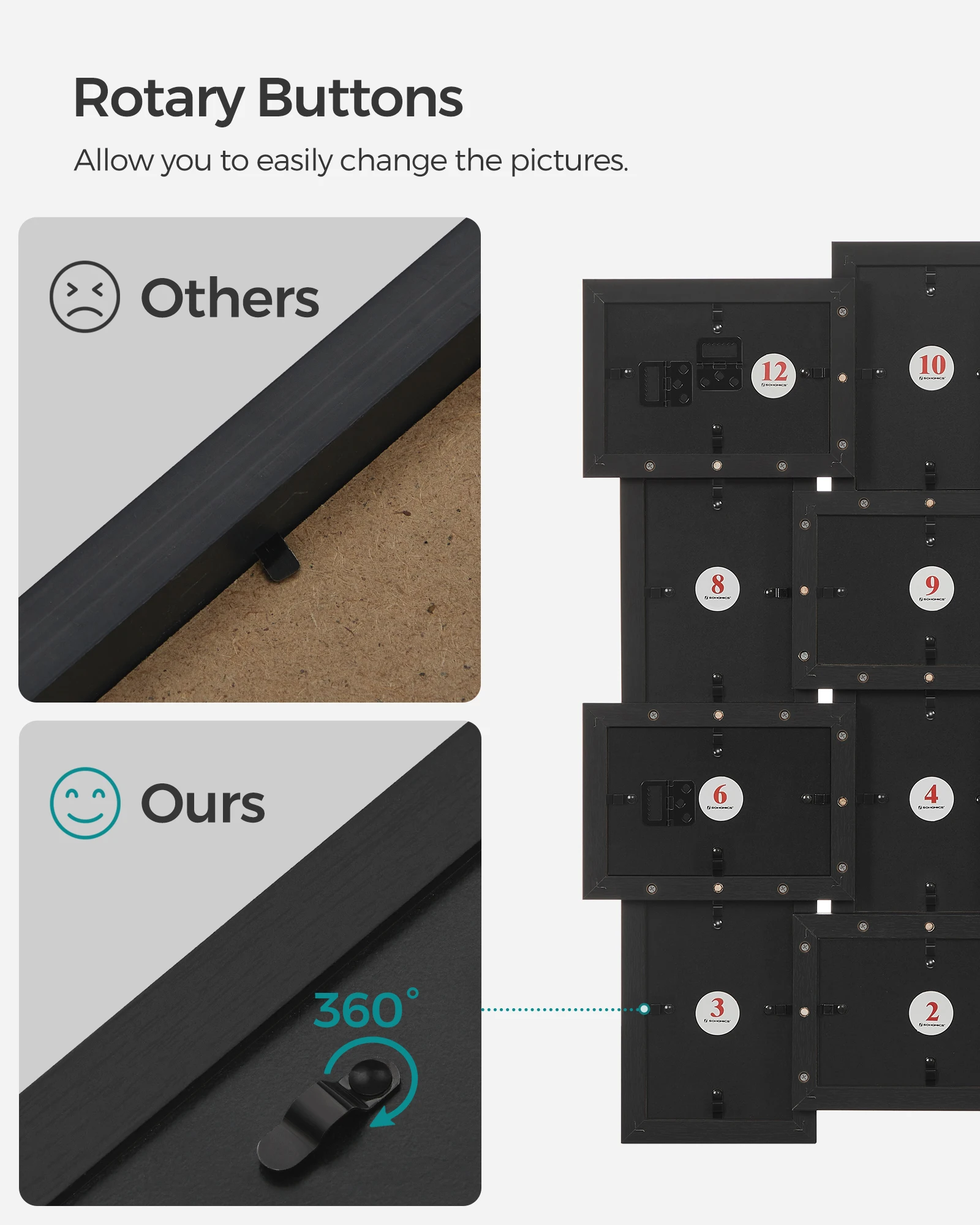 SONGMICS-إطارات صور الكولاج لديكور الحائط ، شاشة معلقة ، صور عائلية متعددة ، ديكور معرض ، مجموعة من 12 ، 4x6 #5