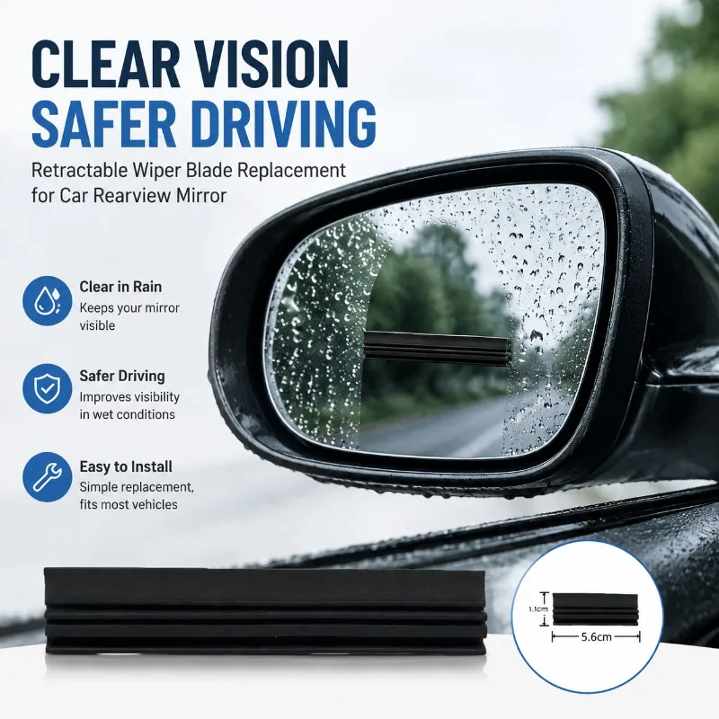 Telescopic Rearview Mirror Wiper Replacement Head Universal Auto Windshield Cleaning Tool Retractable Car Mirror Wiper Refit
